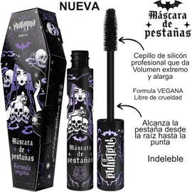 Malagna Cosmetics Máscara de Pestañas Alarga-Volumen, A Prueba de Agua con Aceite de Coco, Tono Negro 10gr Vegana