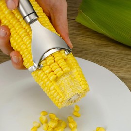 U Chef Pelador de Maíz de Acero Inoxidable, Herramienta Trituradora de Maíz, Elimina los Granos de Maíz del Elote en Segundos, Accesorios de Cocina