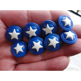 Vintage Button lot 8 Novelty JHB Blue White Stars 1999 Timeless Treasures BNOS