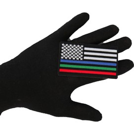 Blue Green and Red Striped American Flag Patch - 3.5x2 inch - Embroidered Iron on Patch