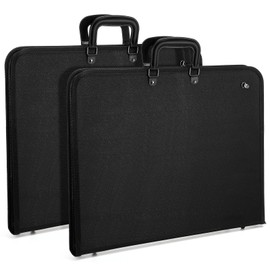 Sunnymove 2 Pack 19" x 14" Art Portfolio Tote Bag with Zipper Art Portfolio Case Black Carrying Storage Case Poster Storage Bag For Poster, Scrapbook, Keepsake, Bulletin Board, Sketching and Drawing
