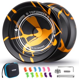 MAGICYOYO Yoyo V12 Professional Finger Spin Yoyo for Beginners and Advanced Players, Dual Purpose Metal YoYo Responsive & Unresponsive, Durable Aluminum Alloy Tricks Yo Yo, Includes Accessories