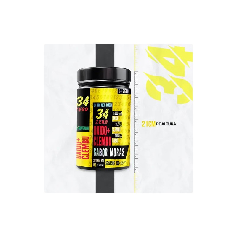 34 Zero Óxido Nítrico Clembuterol 1kg Pre Entreno