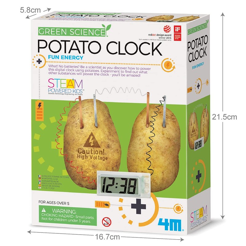 4M Green Science Potato Clock, Science and Activity Kit, Suitable