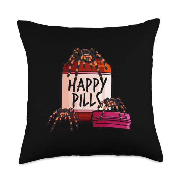 My Happy Spider Pills Hairy Spider Tarantula Throw Pillow