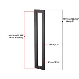 Ranbo Squared-Shaped/Rectangle 60" Large Push Pull Door Handle, Back to Back,1462mm (57 9/16 inch) CTC, 304 Stainless Steel, for Barn,Front, Wood, Commercial, Entrance Door, Matte Black