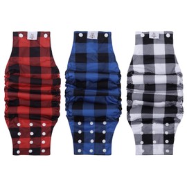 CuteBone Male Dog Diapers Washable with Snaps Doggie Belly Band Reusable 3pcs a Pack for Male Dogs Wraps KDM03S