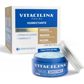 Vitacilina Crema Facial Humectante con Retinol, Uso Día y Noche, 100 g
