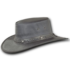 Barmah Hats Crackle Kangaroo Leather Hat 1018CR / 1018HC - Brown Crackle - XXLarge