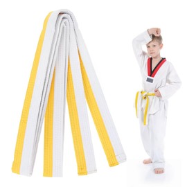 EIHI 1 x 240 cm Taekwondo Belt Judo Belt Karate Belt Martial Arts Karate Judo Taekwondo Belts Professional Karate Aikido Belt for Children Adults Martial Arts Belt (White and Yellow)