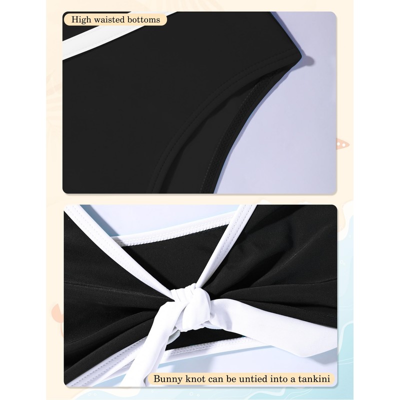 Perdeca - Conjunto de bikini para niñas, 3 piezas, traje