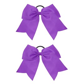 Large Ribbon Bows Hair Ties Penta Angel 2Pcs 8" Jumbo Cheer Hair Bows Ponytail Holder Hairbands for Girls College Sports Competition Cheerleading (Purple, 8 Inch)