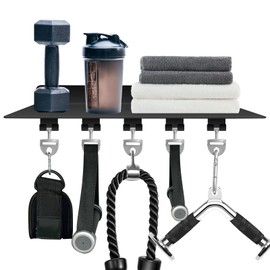 RIMLUFE fit for Tonal Accessories Shelf Organizer Gym Storage Rack Wall Shelves with Hooks, Floating Shelves Black Gym Equipment Storage Wall Decor for Home Gym T Lock Adapter Organizing