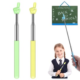 Retractable Teacher Pointer for Classroom Kids Reading, Dumero Extendable Finger Pointer Stick, School Collapsible Telescoping Long Hand Pointing Stick, Classroom Must Have Supplies Essentials, 2 Pack