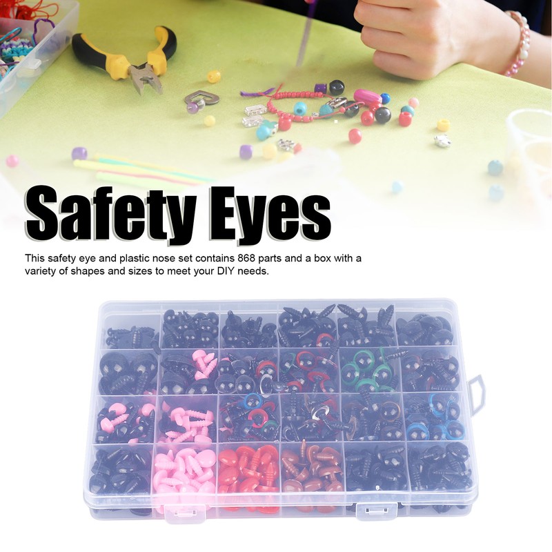 868pcs Safety Eyes and Noses Stuffed Crochet Eyes with Washers