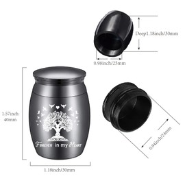 CREATCABIN Black Small Keepsake Urns Mini Cremation Urn for Ashes Tree of Life Alloy Sharing Funeral Urn Memorials Ashes Holder Miniature Container for Family Friend Pet 1.6x1Inch-Forever in My Heart