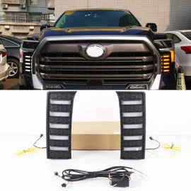 ECAHAYAKU Compatible With Toyota Tundra 2022-2025 White/Amber DRL Sequential Switchback Turn Signal Led Daytime Running Light Front Bumper Fog Lights Driving Lamp