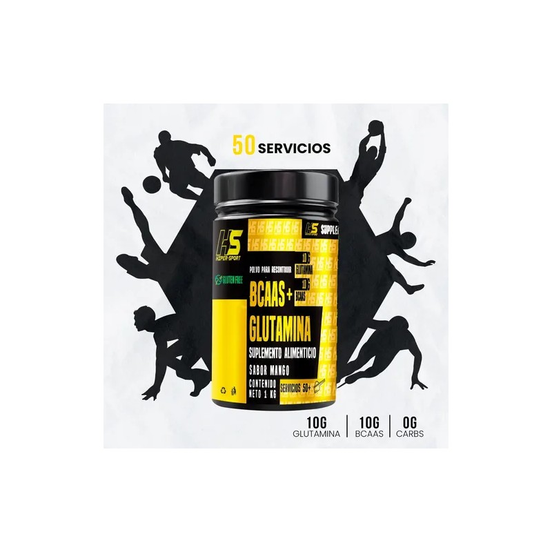 Aminoácidos Bcaas Glutamina Hiper Sport 1kg Varios Sabores