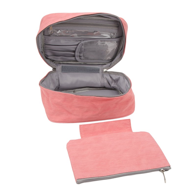 PU Leather Portable Makeup Bag Travel Handheld Detachable Waterproof Toiletry