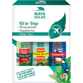 Maya Solar Pack 3 en 1: Bloqueador Solar + Repelente Premium + Crema After Sun | Fórmulas Naturales y Biodegradables | Uso Familiar | Perfecto para Playa y Aventuras al Aire Libre