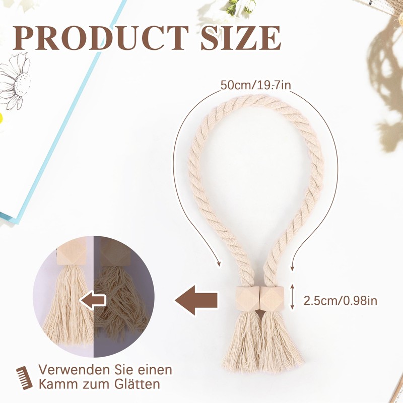 Moorle Pack of 2 Tiebacks for Curtains, Magnetic Curtain Tiebacks,