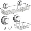 SANNO Suction cups Shower Caddy Soap Dish Double Bath Hook-Bath