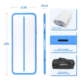 DOBESTS Air Mat Tumble Track Gymnatsics Mat Inflatable Tumbling for Training Yoga Home with Pump blue 10ft