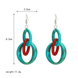 RCHENGYANUIMA Exaggerate Geometric Acetate Hoop Drop Earrings for Women Girls Boho Vintage Oval Resin Acrylic Dangle Earrings, Zinc, No Gemstone
