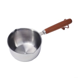 Stainless Steel Hot Oil Pan With Wooden Handle Breakfast Pot Milk Pan Small Saucepan For Making Sauces Reheating Soup Heating Milk(300ml)