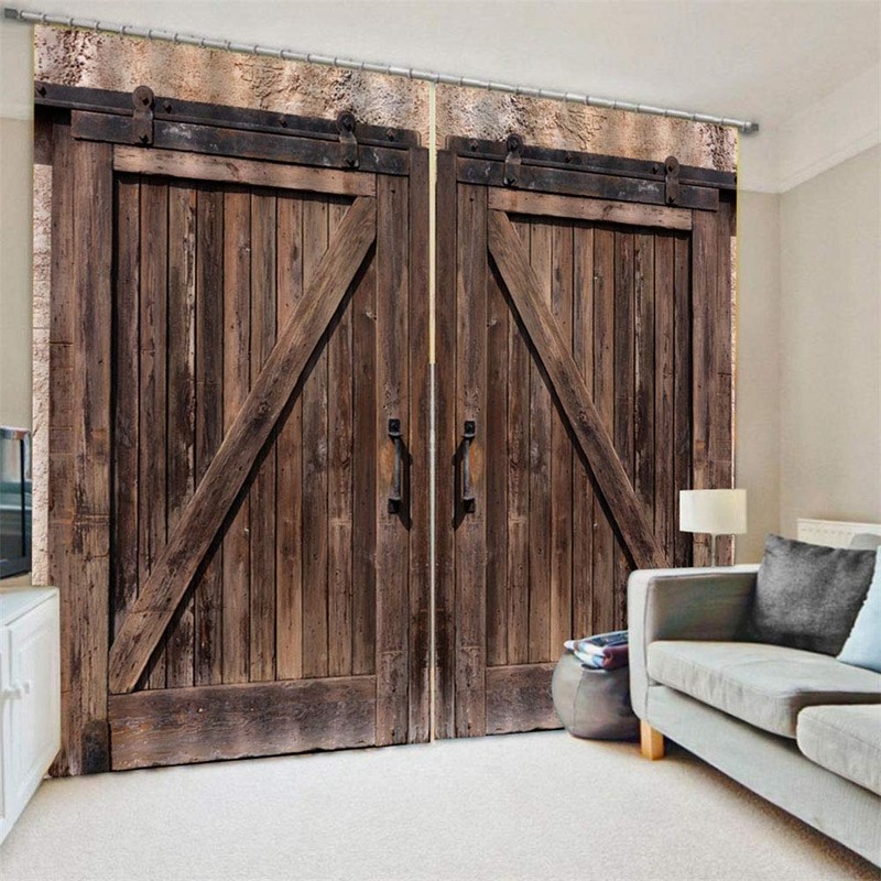 Yosooo Cortina de Ventana Estilo de Puerta de Madera Sala