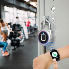 Padlock Weatherproof for Locker with Fingerprint iOSwatch App Smart Lock with Fingerprint Small for Cupboard Locker Gym Outdoor Tent Cellar Outdoor Rainbow Colour