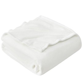 EHEYCIGA Fleece Blanket White Throws for Sofas Fluffy Warm Soft Blanket for Bed Settees Armchairs, Fit All Season, Single, 130x165cm