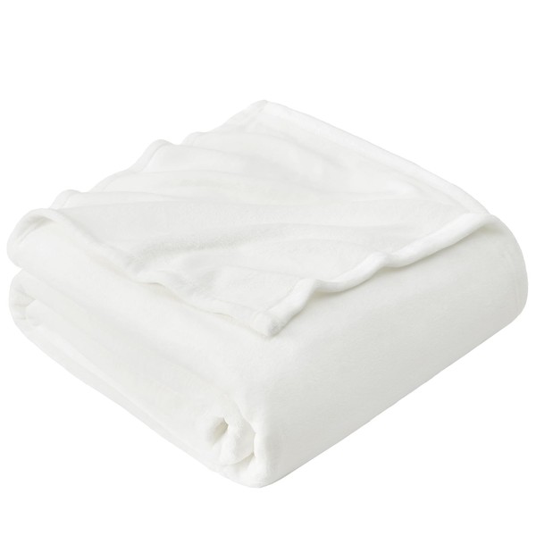 EHEYCIGA Fleece Blanket White Throws for Sofas Fluffy Warm Soft