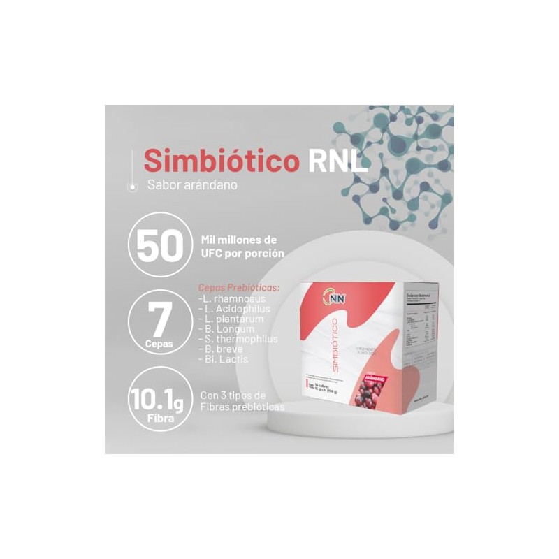 Simbiótico NIN, Arandano, 196 g (14 sobres de 14 g
