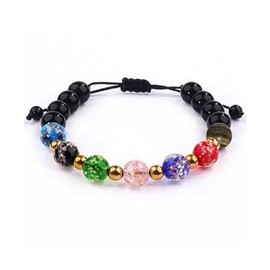 Firefly Glass Bracelet for Women, Dainty Dark Firefly Lampwork Luminous Glass Glow Beads Adjustable Stackable Bracelets for Women Jewelry Gifts (black)