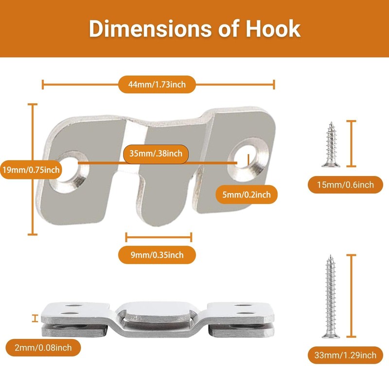 16Pcs Stainless Steel Interlock Hanging Buckle, Flush Concealed Mount Brackets,