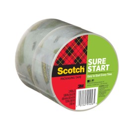 Scotch Sure Start Shipping Packaging Tape 1.88 x 54.6 yd Designed for Packing Shipping and Mailing Quiet Unwind No Splitting or Tearing 3 Core Clear 2 Rolls (3450-2)
