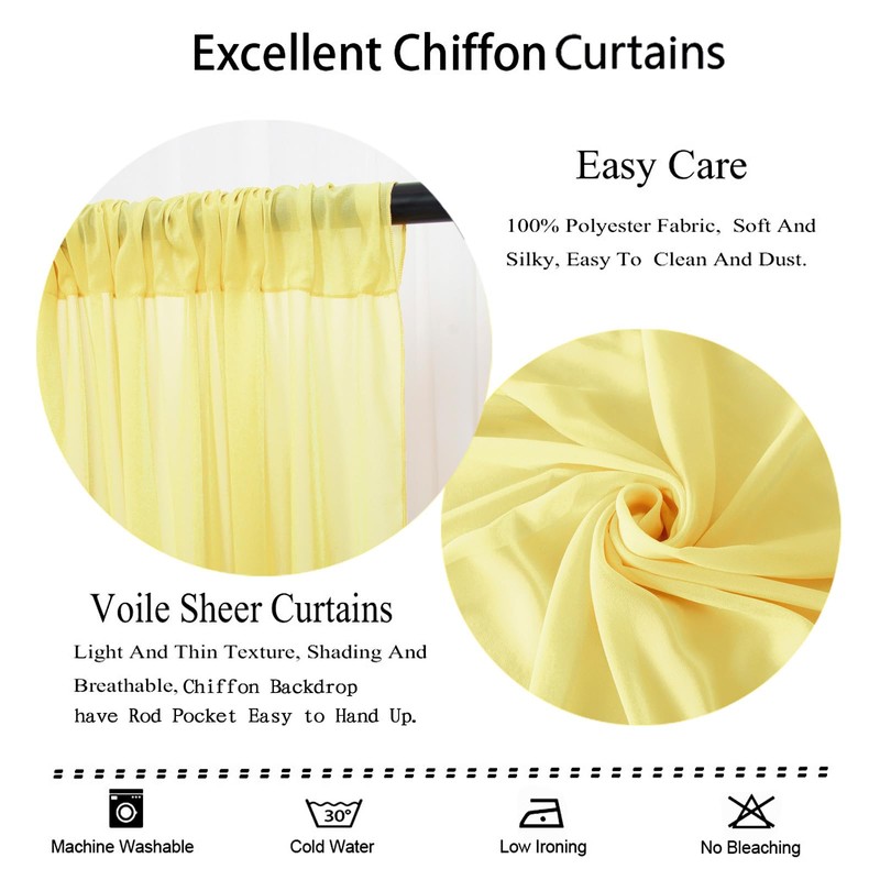 DUOBAO Chiffon Backdrop Curtain 96 Inch Length 2 Panel 29