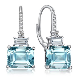 Dangle Drop Earrings Dangle Earrings Leverback Earrings Suqare Earrings for Women Sterling Silver Dangle Earrings Blue Drop Earrings Luxury Lever Back Earring ZDaoBen