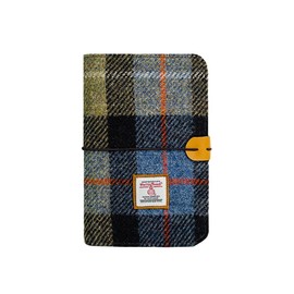 Harris Tweed A6 Notebook Binder 6 Ring, Wool Fabric Soft Cover Refillable A6 Binder, 80 Pages for A6 Refill Paper and A6 Planner Inserts, Notebook Journals for Writing, A6 Size 80 Pages (Blue & Brown