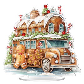 GADITIEK Diamond Painting Stand Table Decoration Christmas, 5D DIY Diamond Painting Christmas Table Decoration, Diamond Painting Standing Art Set for Adults, Home Gift Decoration (Car)