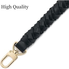 Genuine Leather Braided Handle Compatible with Neonoe Strap for Metis Noe BB NM Beaubourg Hobo (Black)