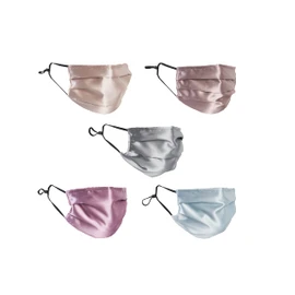 Habac Studio Pack of 5 Satin Silk Face Masks, Face Masks Washable UK, Reusable Face Mask, Mens Face Mask, Silk Mask, Masks for Women, Silk Face Covering, Nose Wire, Adjustable, UK Seller (Pastels)