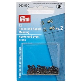 Prym Hooks and Eyes Brass 2 Black, 2, Medium, 12 Piece