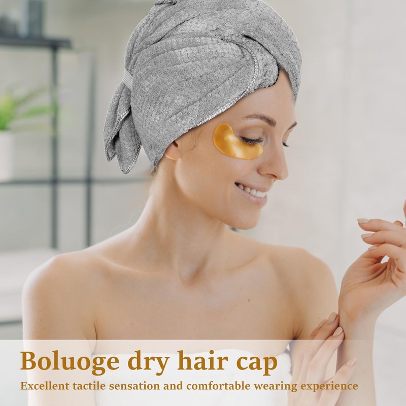 FwQoFvk Hair Drying Caps with Elastic Strap, Soft Absorbent Head