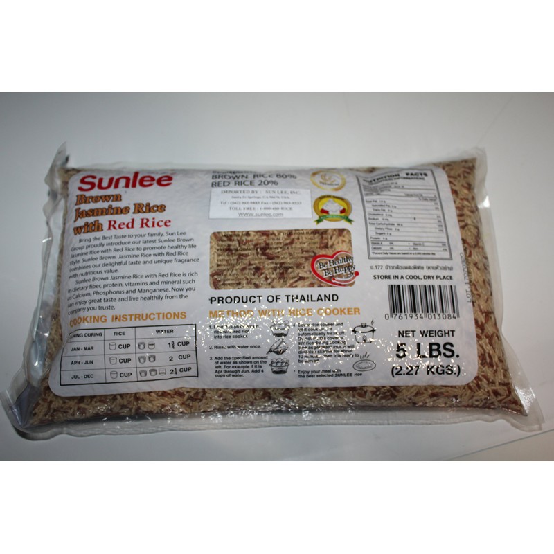 Brown Jasmine Rice With Red Rice By Sunlee 5 Lbs