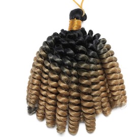 3 BUNDLE Jumpy Wand Curl Crochet Hair Jamaican Bounce Crochet Hair 6 inch Short Spring Curl Braiding Hair Ombre Twist Braids Extensions Hairpiece - Black to sandy blonde