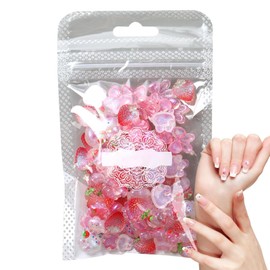 Nail Bows - 100X Nail Bunny Strawberry Bow Charm - Manicure Art Craft Supplies for Holiday Daily Commuting Themed Event Styling