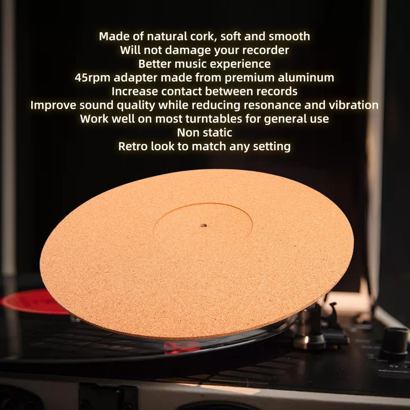 Cork Turntable Mat Vinyl Record Non Shake Slipmat Adapter Phonograph