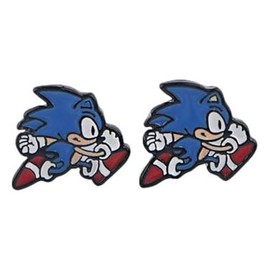Sonics Cartoon Game Character Metal Enamel Stud Earrings